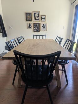 Solid Wood Dining Set – Table + 6 Chairs