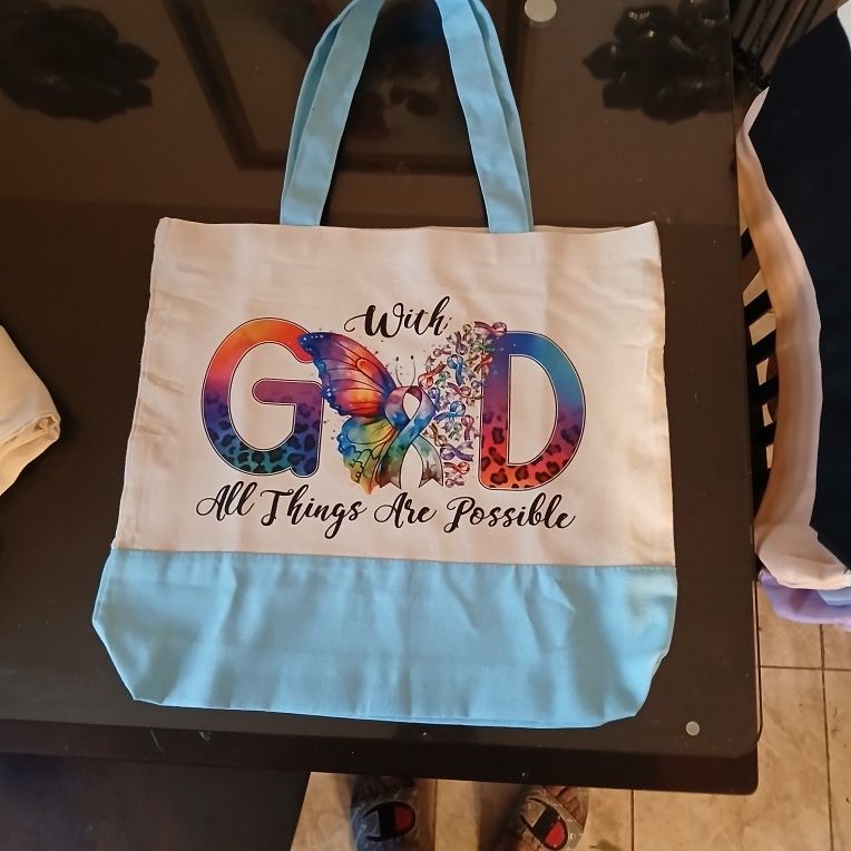 God Butterfly Ribbon Tote Bag
