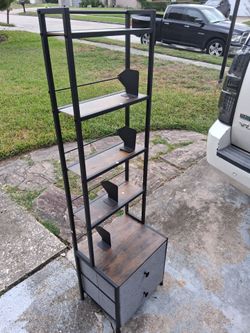 Industrial Bookshelf with Fabric Drawers