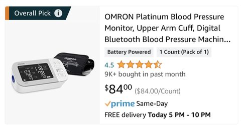The Omron Platinum Wireless upper arm blood pressure Cuff for Sale