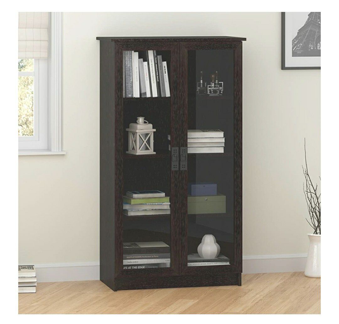 Storage Cabinet with 4 Shelves Adjustable, black forest