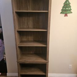 Sonoma 80 in. Tall Drifted Gray Engineered Wood 6-Shelf Bookcase, Farmhouse Book Shelf with 2-Adjustable Storage Shelves