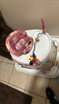 The pink baby walker