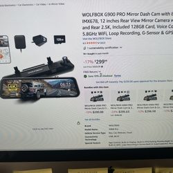 (BNIB) (WOLFBOX G900 PRO) MIRROR DASHCAM