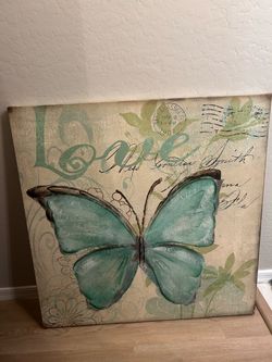 Butterfly 'Love' Canvas Wall Art