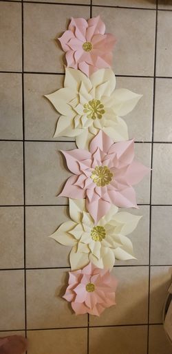 Pink and ivory giant paper flowers