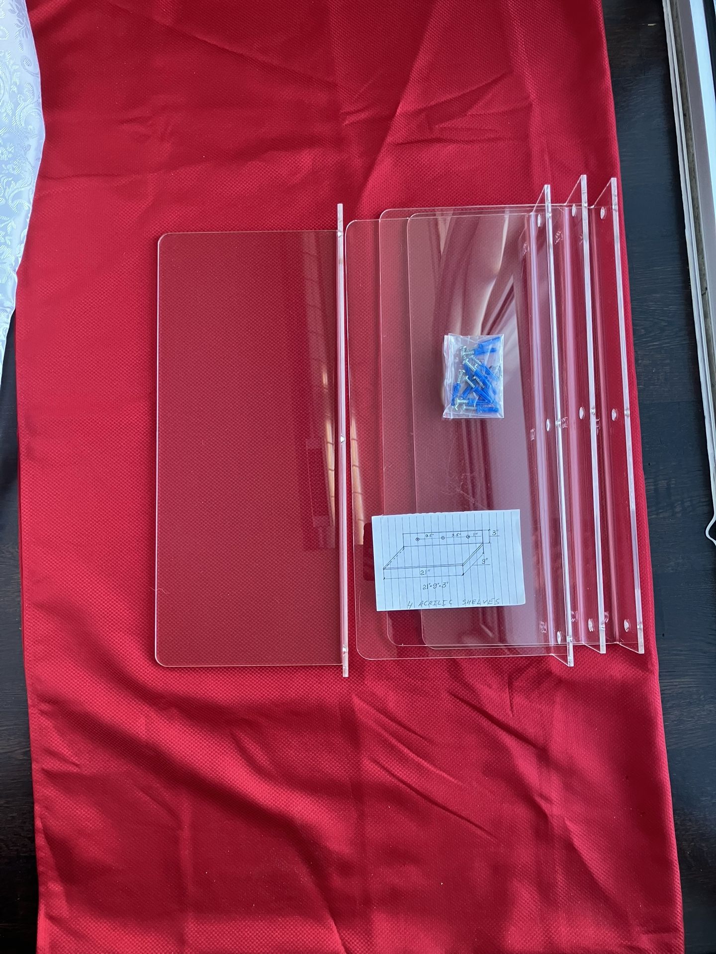 Clear Acrylic Shelves For Any Room Walls Display Shelves 21”Wx9”Dx3”H Waterproof 2 Pack Of 2 $17 Each Shelf