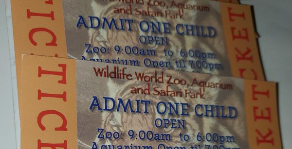 2 Wildlife World Zoo, Aquarium, & Safari Park Tickets for Sale in