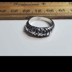 Stunning Sterling Silver 925, Floral Scroll Design Band Ring - Size 6.5, Unique