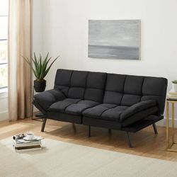 Memory Foam Futon, Black Faux Leather