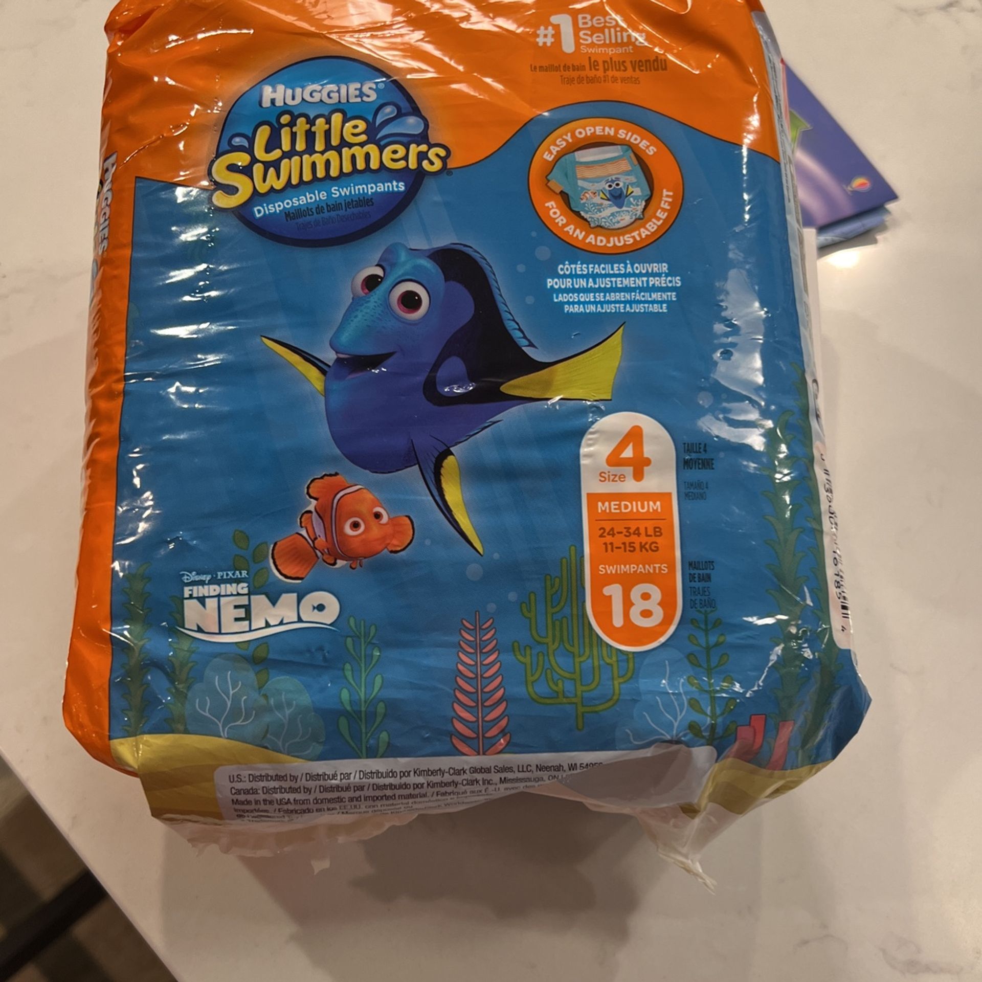 🆕 Huggies Little Swimmers Disposable Swim Diapers, Swimpants, Size 4 Medium (24-34 Pound), 18 Count