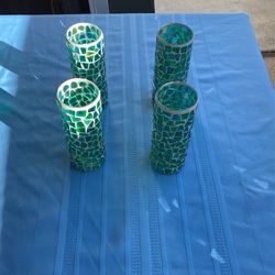 Green Cylinder Glass Vase 