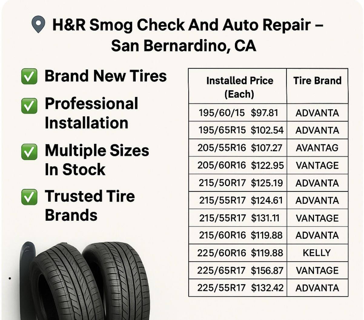 Tire Sale! Installed Tires from $97 β All Sizes Available!