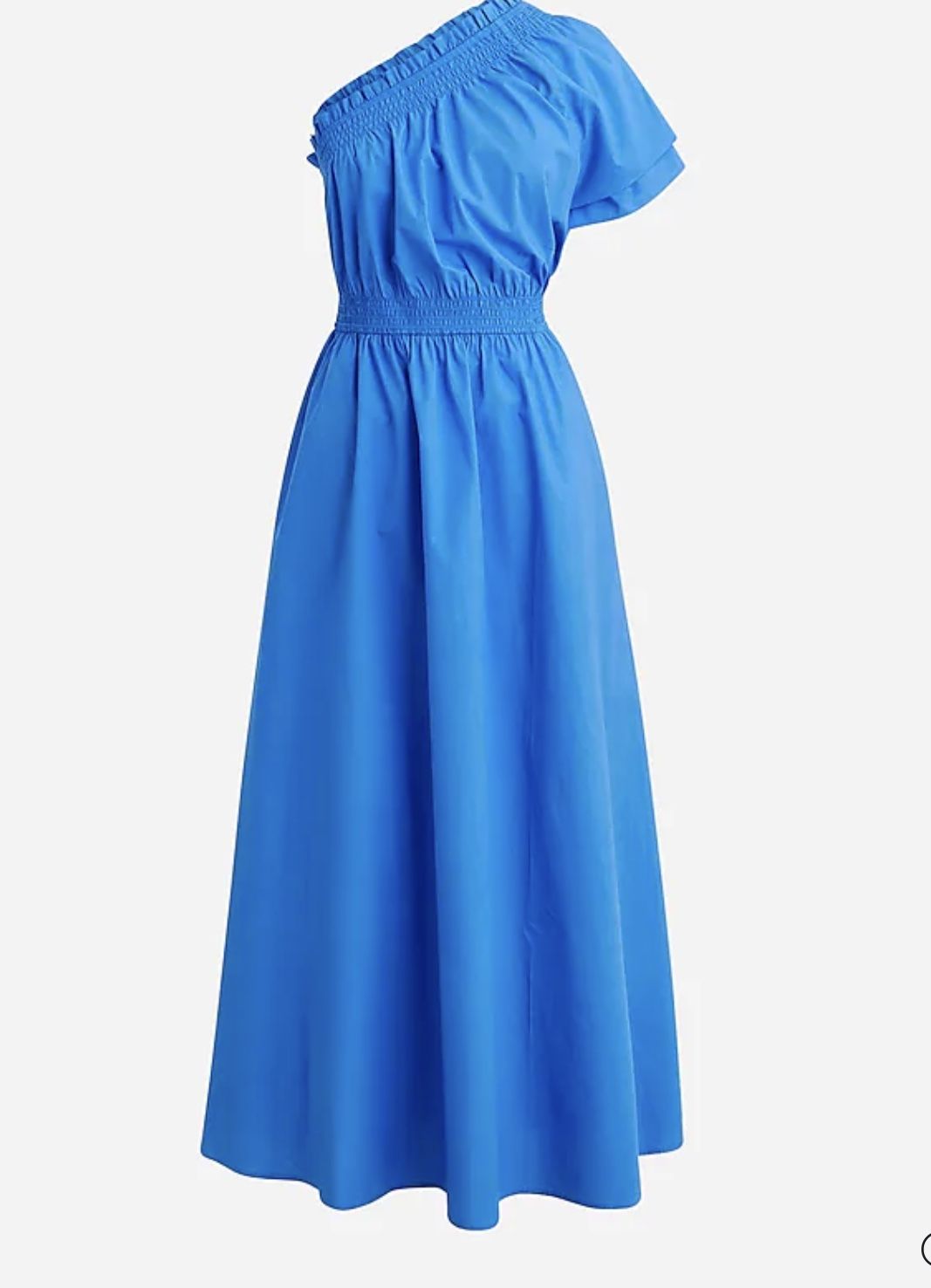 J.CREW Smocked one-shoulder dress in cotton poplin size M
