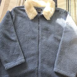 Women Plus Size Blue Fleece Jacket