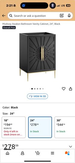 24 Inch Black Vanity