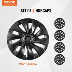 Wheel Rim Cover Hubcaps, 18 in, 2017-2023 Model 3 Fully Fit Hubcap with Snap, Guard Tape & Valve Nozzle Hole, ABS & PC Hubcap with High Rigidity & Les