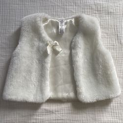 White Faux Fur Girls Vest