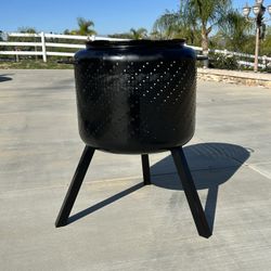 Fire Pit Made From Washing Machine Tub With Tall Legs And Handles