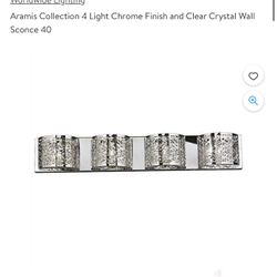 Vanity Light Aramis Collection 4 Light Chrome Finish and Clear Crystal Wall 