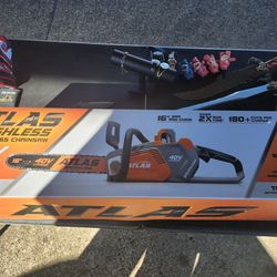 Brand New Atlas Brushless 40 Volt Chain Saw With Battery And Charger 