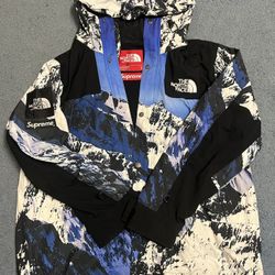Supreme X The North Face Mountain Jacket Blue/White/Black Size Large 