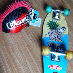 Skateboard With Brand New Helmet 