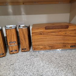 Vintage Lincoln Beautyware MCM Canister Set With Bread Box 5pc