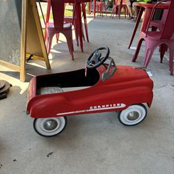 35x15x24 metal antique CHAMPION JET FLOW DRIVE 1950s pedal red car. 189.00  Johanna at Antiques and More. Located at 316b Main Street Buda. Antiques v