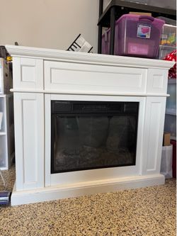 Flamelux white electric fireplace mantel