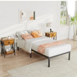 Metal Twin Bed Frame with Under Bed Storage - 14 Inches High, Sturdy Steel Slat Support, No Box Spring Required, Platform Bed Frame, New in Box