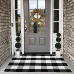 Buffalo Plaid Check Rug - 27.5''x43'' Cotton Hand-Woven Indoor/Outdoor Area Rugs