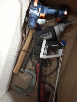 Box Of Tools W/ 2 Drills