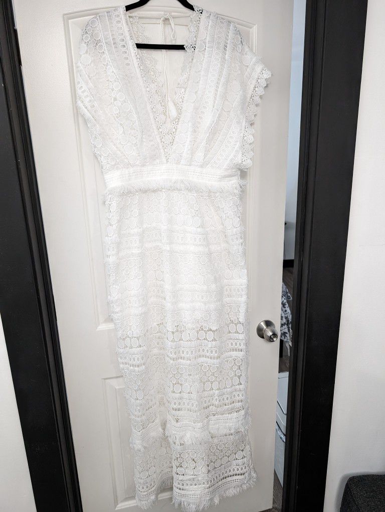 Fashion Nova White Lace Dress Size XL NWOT
