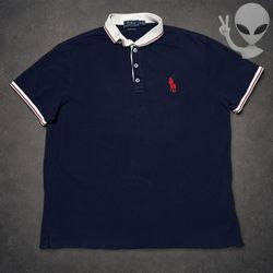Polo Ralph Lauren Big Pony Polo Shirt Men's XL Navy White Tipped Slim Fit
