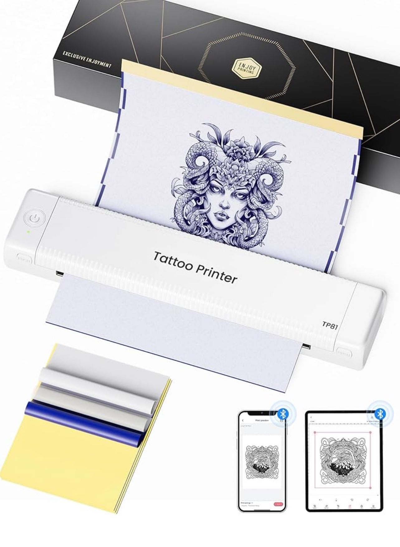 Brand New In The Box-Itari TP81 Tattoo Stencil Printer Bluetooth - 2024 New Tattoo Machine with 10pcs Tattoo Transfer Paper for Temporary Tattoos Henn