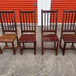 4- VINTAGE SOLID WOOD RAILWOOD COLLECTION CHAIRS MADE IN SOUTH AFRICA