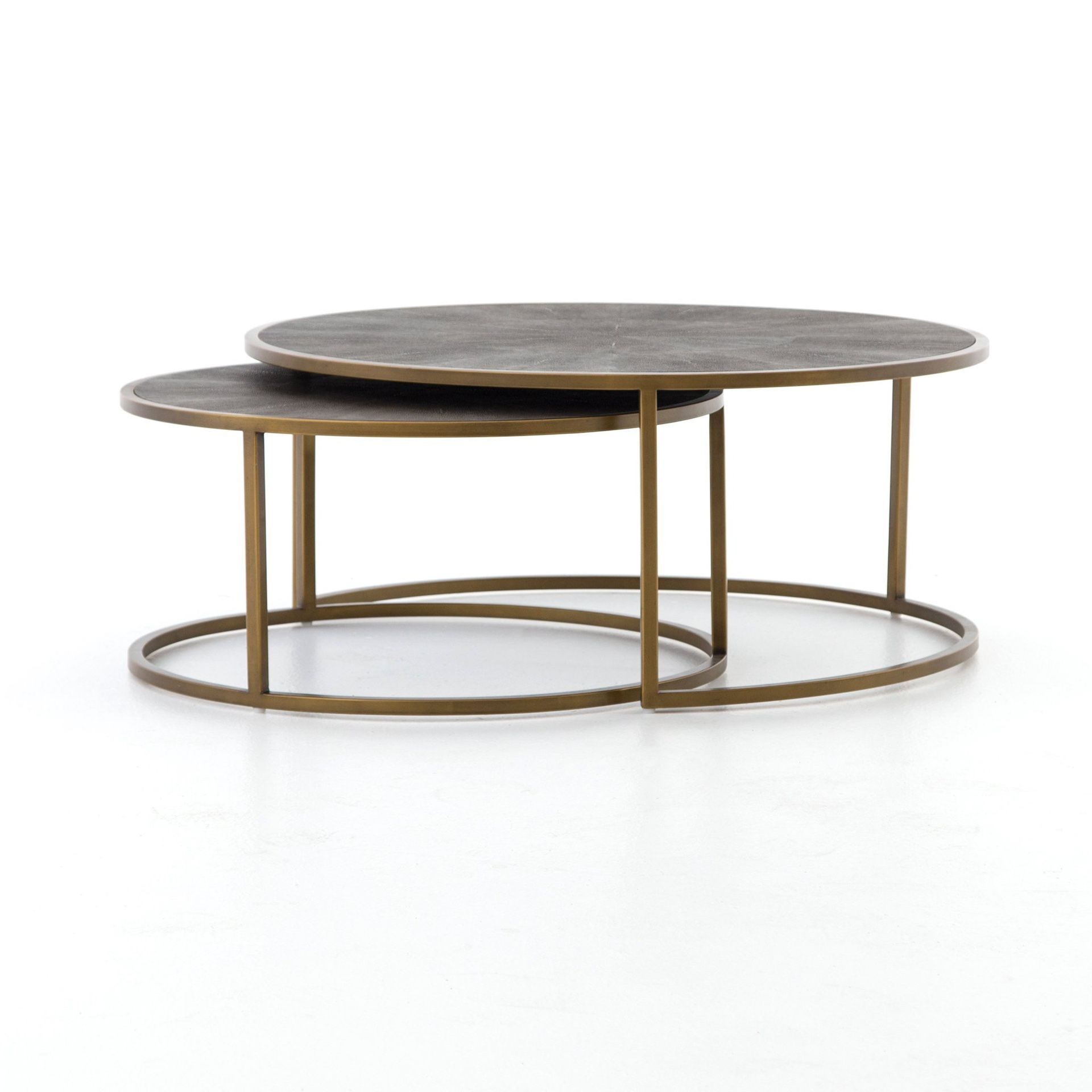 Shagreen Grey and Brass Nesting Tables