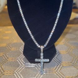Sterling Silver CZ Tennis Chain Set