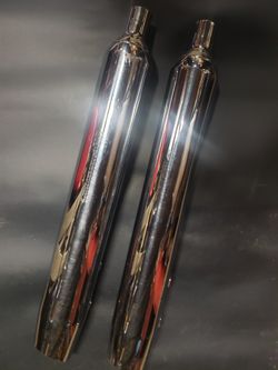 2 Chrome Harley Davidson Straight Pipe Exhaust Mufflers