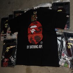 Red And Black Bape Tee Size S M Available 