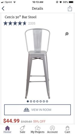 30’’ Silver Metal Bar Stools (Set of 2)