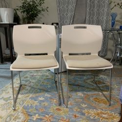 2 Global Popcorn Chairs With Upholstery Seats