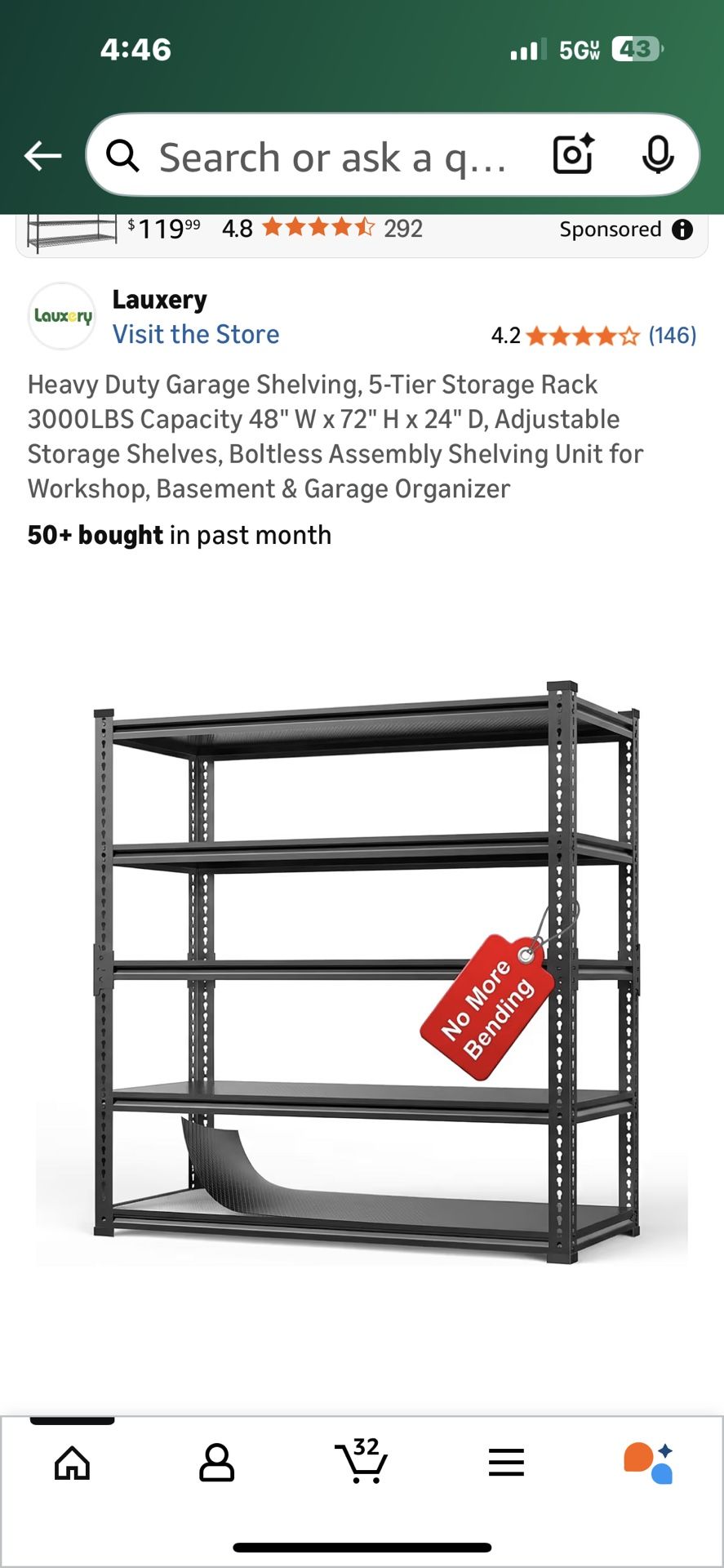 Large 5 Tier Garage Shelves