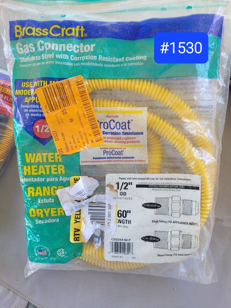Gas Connection- Range - Hot Water Heater - Dryer