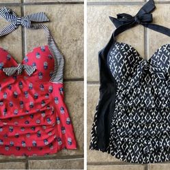 2 Womens Tankini Tops, Size M-L