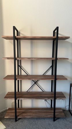 5-Tier Bookshelf with Metal Frame
