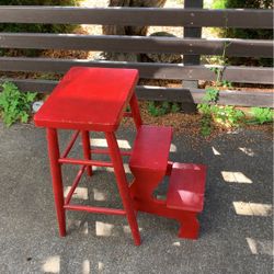 Antique Folding Stepping Stool Chair
