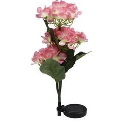 Solar Garden Light, 1 Pack Head Garden Decor Solar Outdoor Lights, Waterproof Realistic Hydrangea Flower for Outdoor Space Decoration