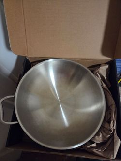 13 Inch Stainless Steel Wok with Lid, Induction Compatible Stir Fry Wok Pan, Tri-Ply Construction